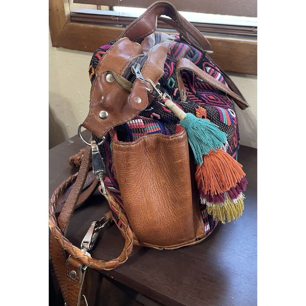 Nena & Co. Small Convertible Day Bag Huipil Leather CDB Boho Multi Backpack EUC - Picture 3 of 8